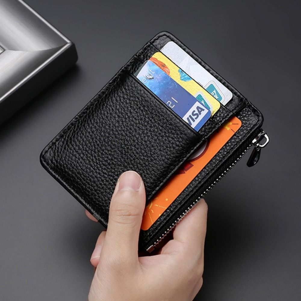 Slim Card Slot Case - 男性と女性のための本革のIDカードホルダー,キャンディーカラー,銀行クレジットカードボックス,薄いマルチスロットウォレット,ビジネスカバー