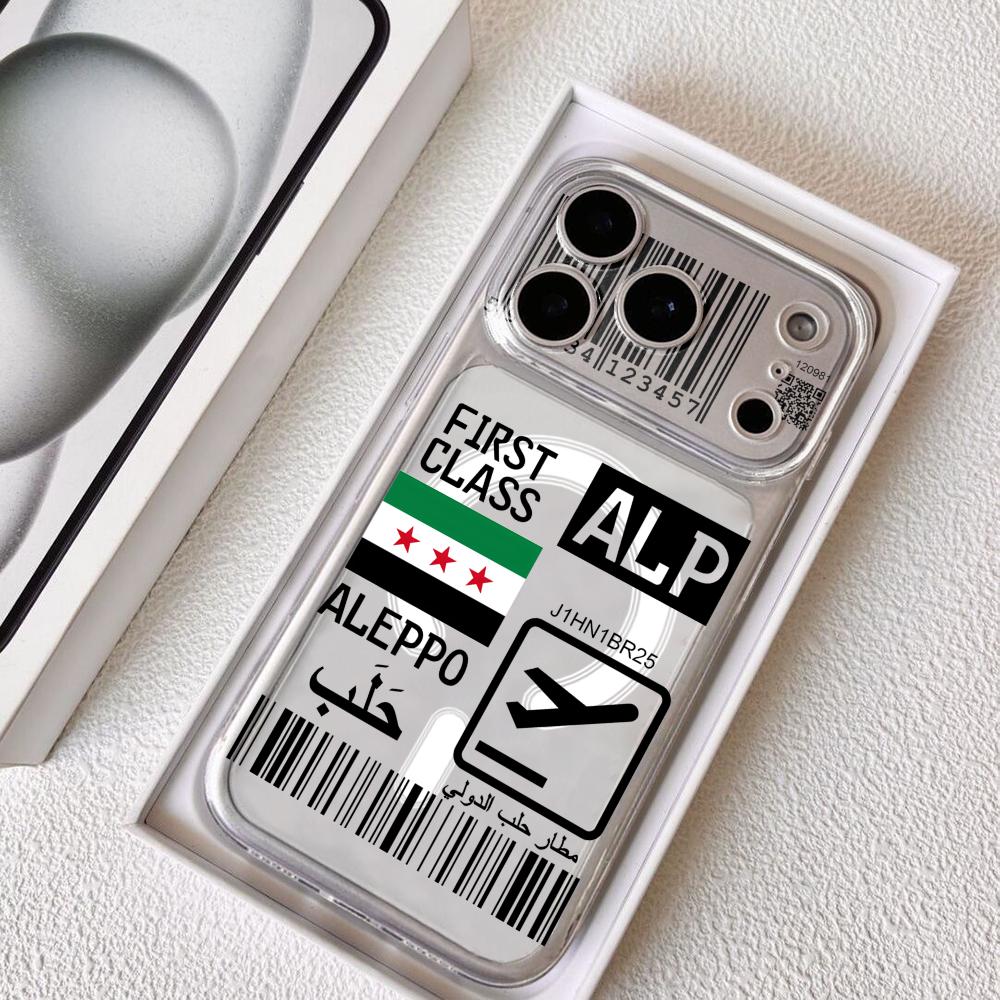 Clear Magsafe Case - 飛行機旅行チケットシリア電話ケース iPhone 17-12 Pro Max Plus用