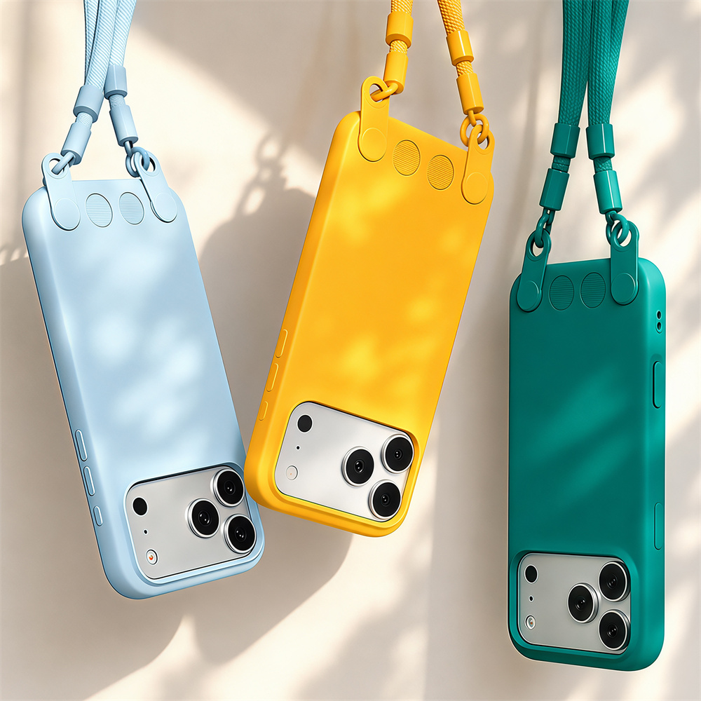 Matte Frosted Case - クロスボディランヤード付きマットリキッドシリコン製iPhoneケース（iPhone 17/16/15/14/13 Pro Max対応）おしゃれな単色フロスト加工ソフトバックカバー