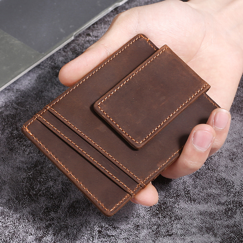 Slim Card Slot Case - Luufan-本革のカードホルダー,男性用と女性用のミニショートウォレット
