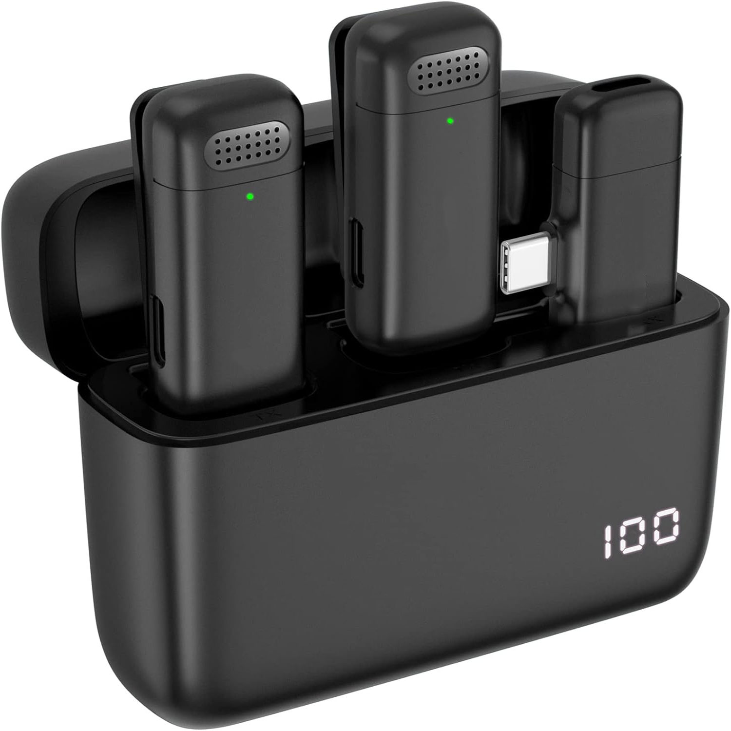 Phone Cases Android - 2個パック ワイヤレスラベリアマイク 充電ケース付き、Type-Cインターフェース 2.4Gワイヤレスラベリアマイク iPhone15+ Android