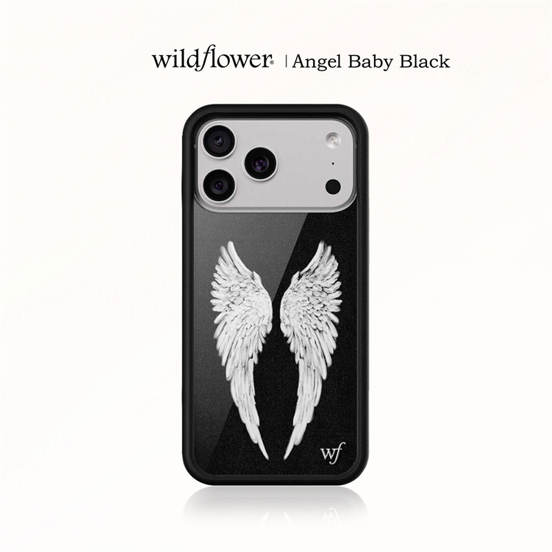 Phone Cases Wildflower - かわいい漫画の天使の羽のデザインのベビーブラックワイルドフラワー柄iPhoneケース iPhone 11 12 13 14