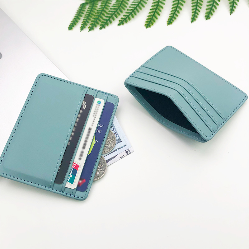 Slim Card Slot Case - 1pc puレザーidカードホルダーキャンディーカラーの銀行クレジットカードボックスマルチスロットスリムカードケース財布女性男性ビジネスカードカバー
