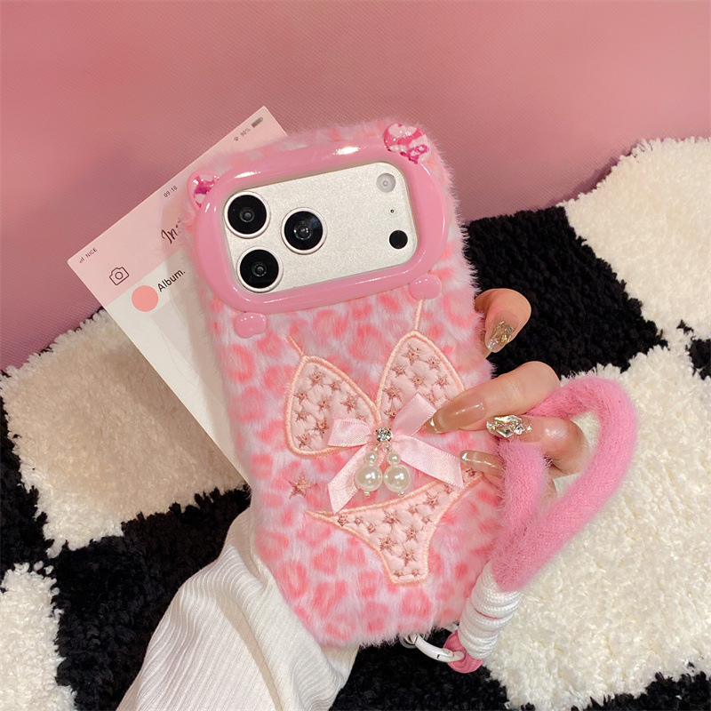 Phone Cases Iphone 16 Pro - 高級感のあるレオパード柄ビキニプリントのぬいぐるみ風スマホケース iPhone 17 Air 16 15