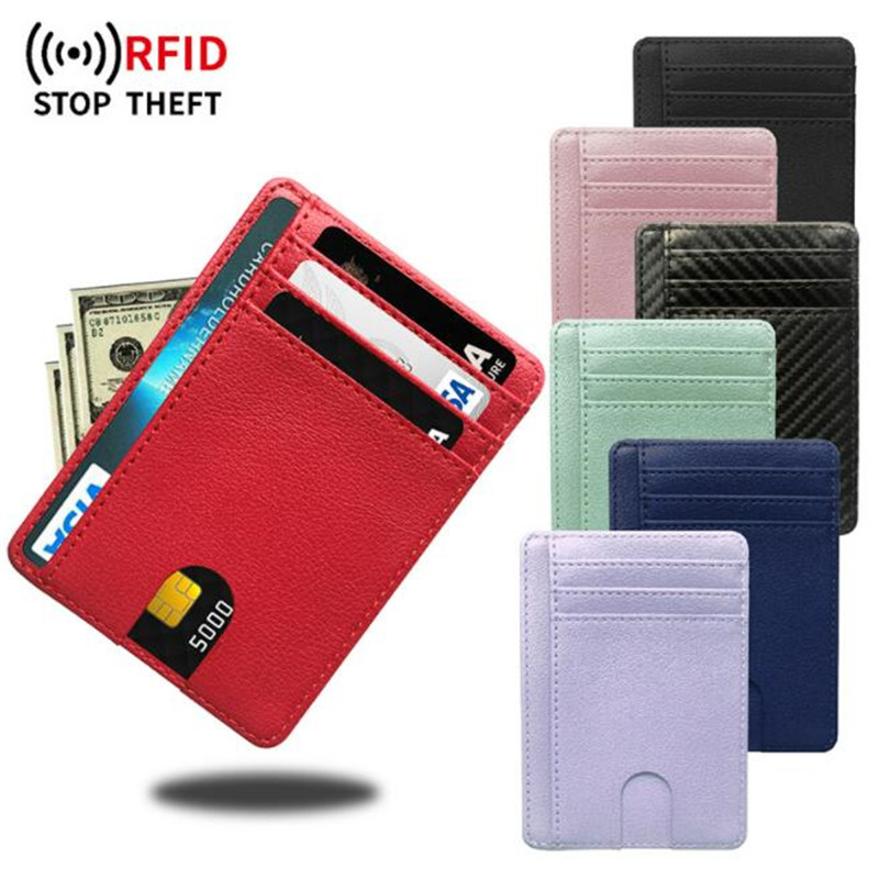 Slim Card Slot Case - 8 スロットスリム RFID ブロッキングレザー財布クレジット ID カードホルダー財布マネーケースカバー盗難防止男性女性男性ファッションバッグ