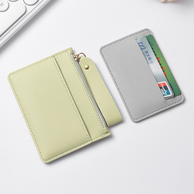 Slim Card Slot Case - マルチカードスロット財布 ID カードバッグカードケーススリム超薄型 PU カードホルダー女性韓国ジッパー小銭入れ