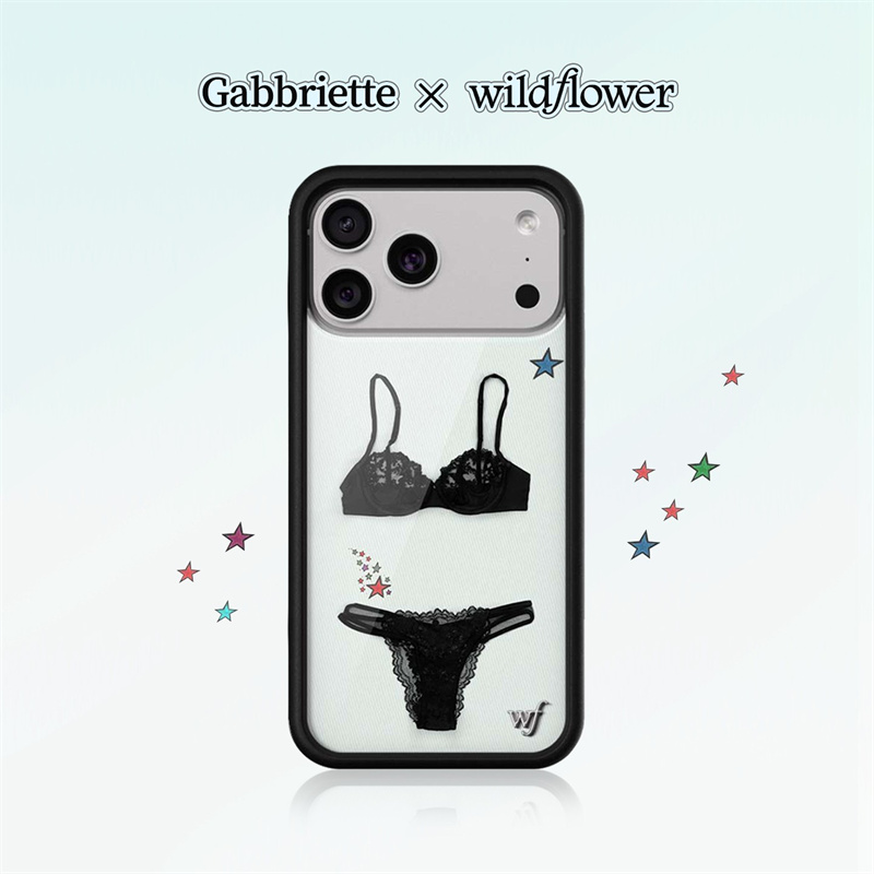 Phone Cases Wildflower - ワイルドフラワー柄ガブリエット風iPhoneケース（iPhone 17/16/15/14/13/12 Pro Max対応）WFスターファッションブラック柄耐衝撃バックカバー