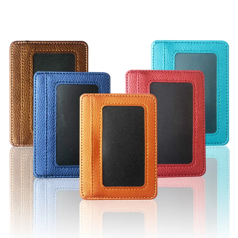 Slim Card Slot Case - 新しい薄型 Pu レザーミニ財布スリム銀行クレジットカードホルダー 5 カードスロットメンズビジネス小さな ID