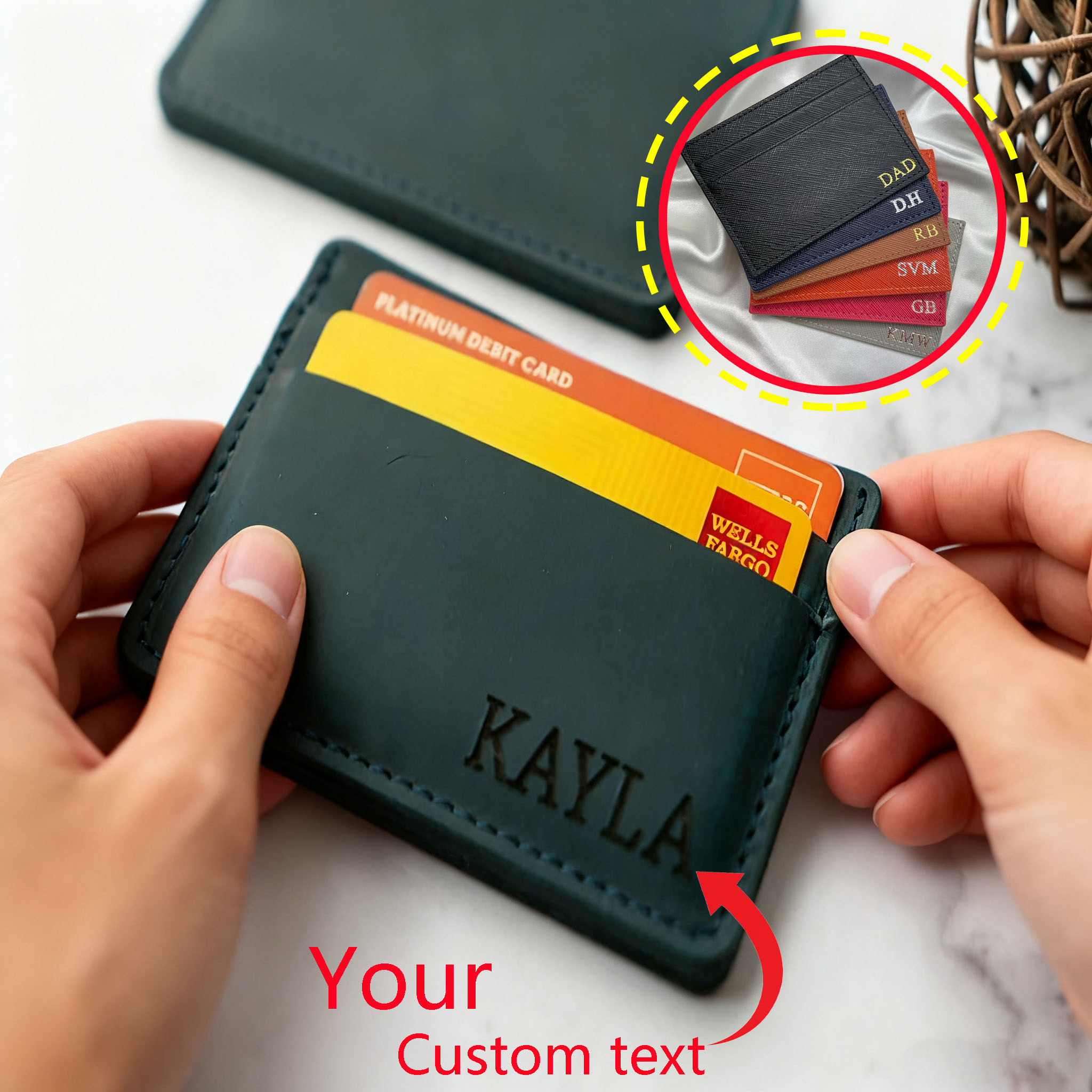 Slim Card Slot Case - カスタム高級レザーIDカードホルダー、多スロット薄型カードケース、アウトドア旅行用ポータブルクレジットカードホルダー、ミニ財布
