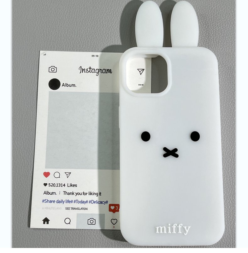 Cute Cartoon Case - 3D立体のかわいいミッフィーウサギのスマホケース iPhone 17 16 15 14