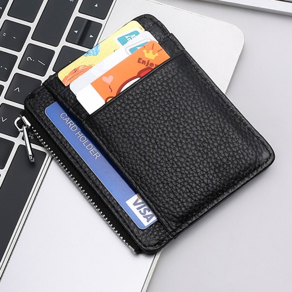男性と女性のための本革のIDカードホルダー,キャンディーカラ - Slim Card Slot Case のレビューと価格