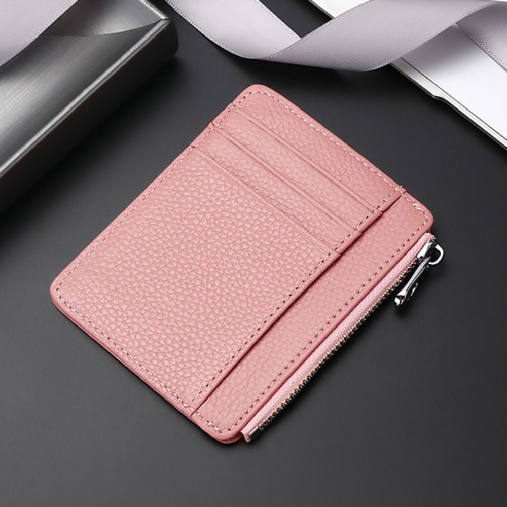 男性と女性のための本革のIDカードホルダー,キャンディーカラ - Slim Card Slot Case のレビューと価格