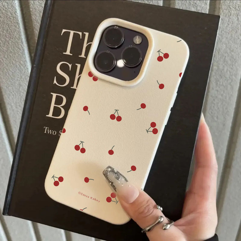 かわいい漫画のチェリーとライチ柄のスマホケース、Samsun - Cute Cartoon Case のレビューと価格
