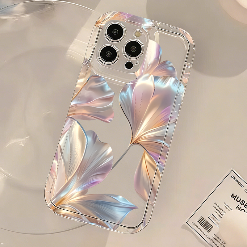 カラフルなメタリックイチョウプリントのスマホケース Xiao - Phone Cases Transparent のレビューと価格