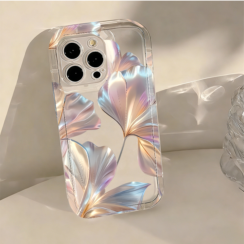 カラフルなメタリックイチョウプリントのスマホケース Xiao - Phone Cases Transparent のレビューと価格