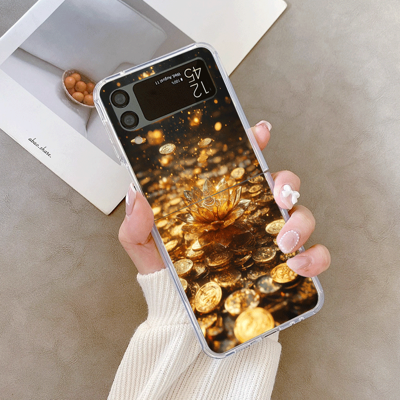 クリエイティブな金色の蓮の花模様のスマホケース、Samsun - Phone Cases Z Fold 7 のレビューと価格