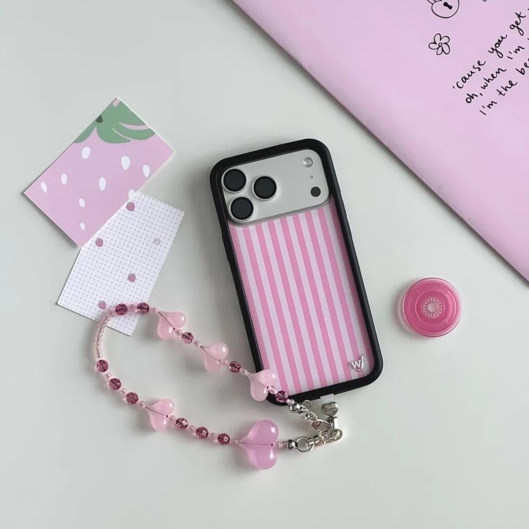 ワイルドフラワー柄ピンクストライプiPhoneケース iPh - Phone Cases Wildflower のレビューと価格