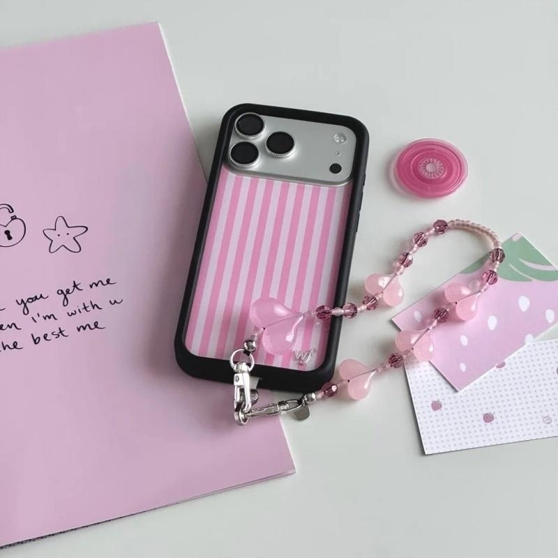 ワイルドフラワー柄ピンクストライプiPhoneケース iPh - Phone Cases Wildflower のレビューと価格