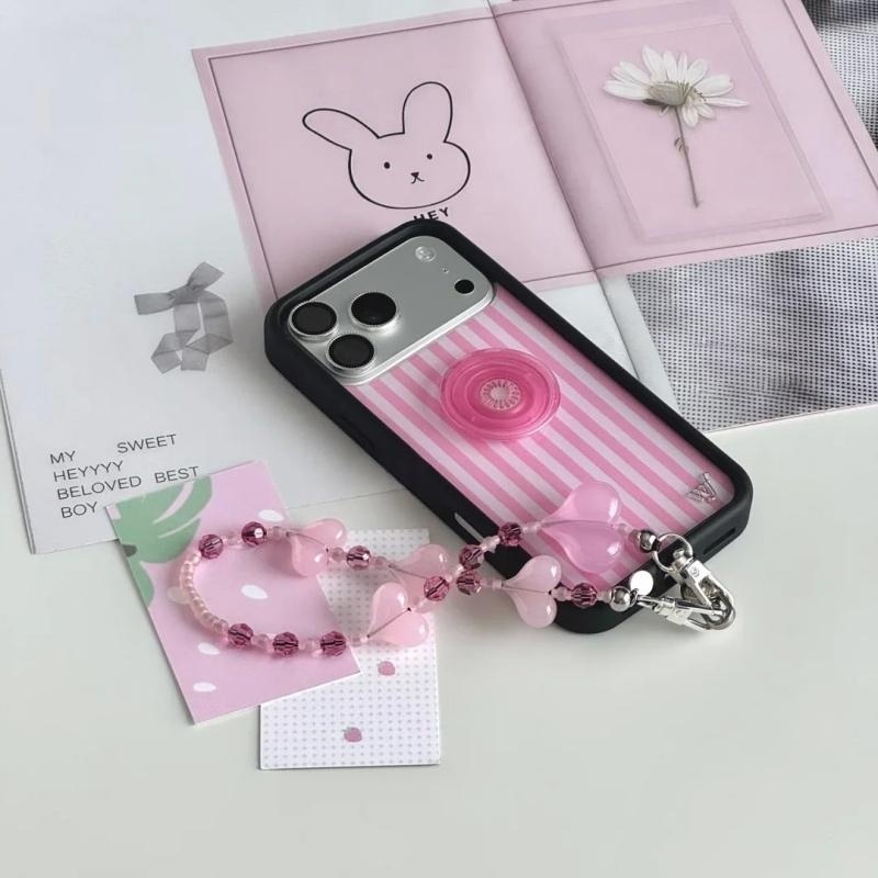 ワイルドフラワー柄ピンクストライプiPhoneケース iPh - Phone Cases Wildflower のレビューと価格