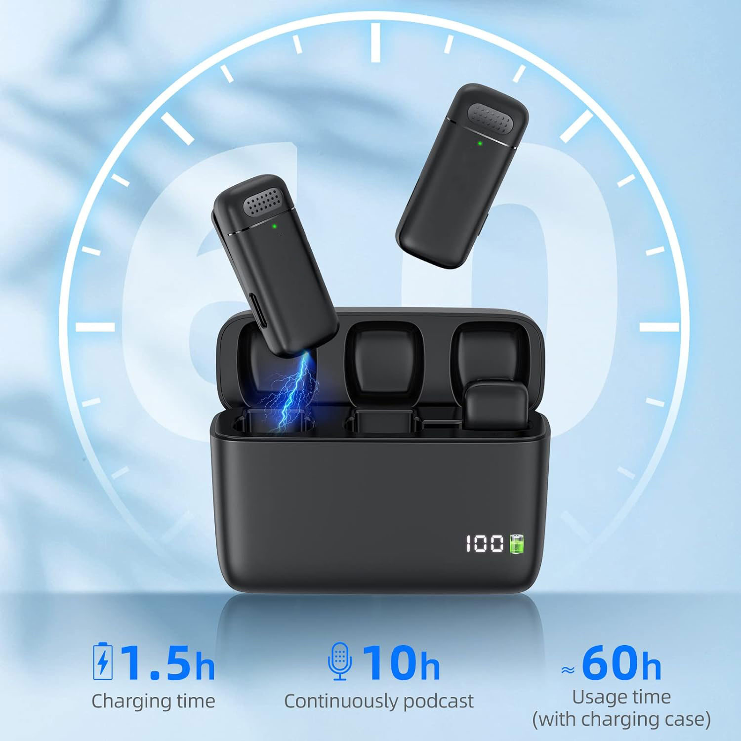 2個パック ワイヤレスラベリアマイク 充電ケース付き、Typ - Phone Cases Android のレビューと価格