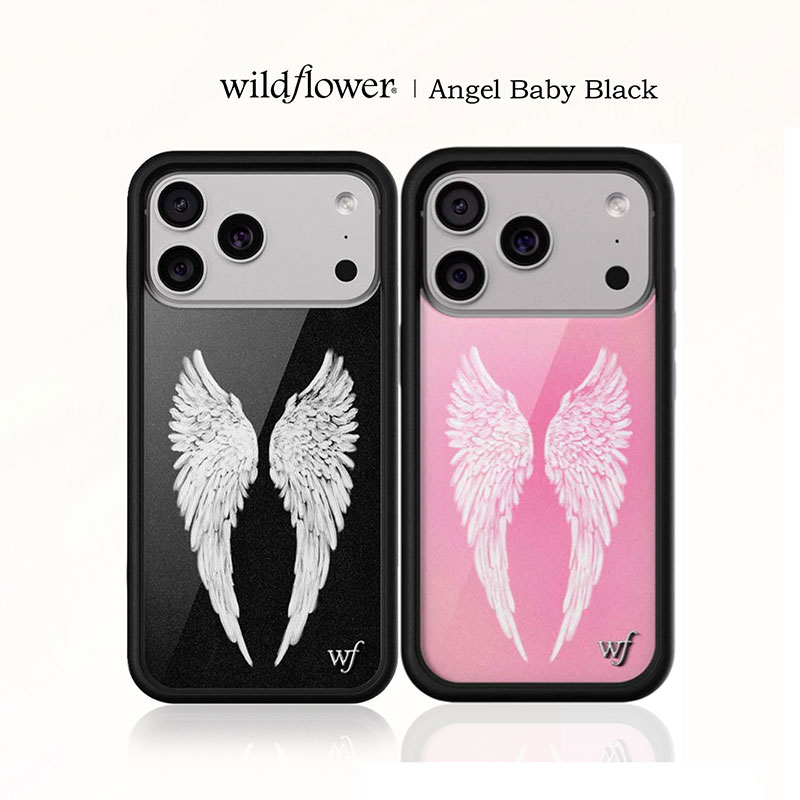 かわいい漫画の天使の羽のデザインのベビーブラックワイルドフラ - Phone Cases Wildflower のレビューと価格