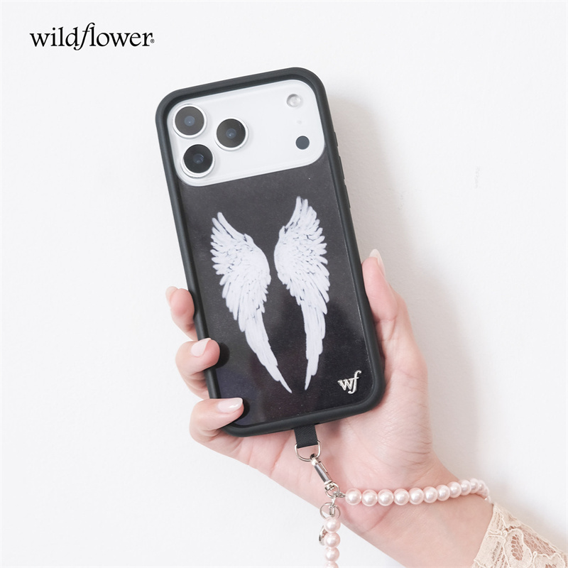 かわいい漫画の天使の羽のデザインのベビーブラックワイルドフラ - Phone Cases Wildflower のレビューと価格