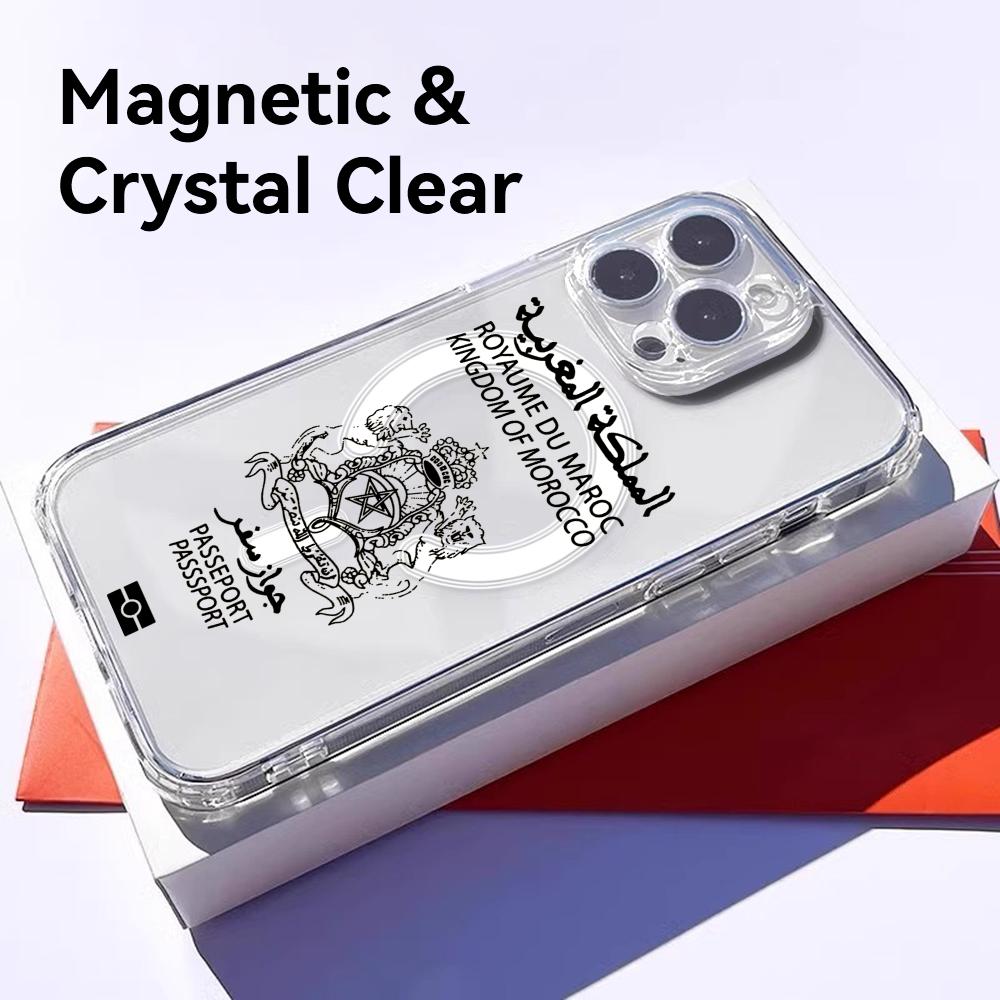 クールなモロッコパスポートデザインのiPhone 17/16 - Clear Magsafe Case のレビューと価格