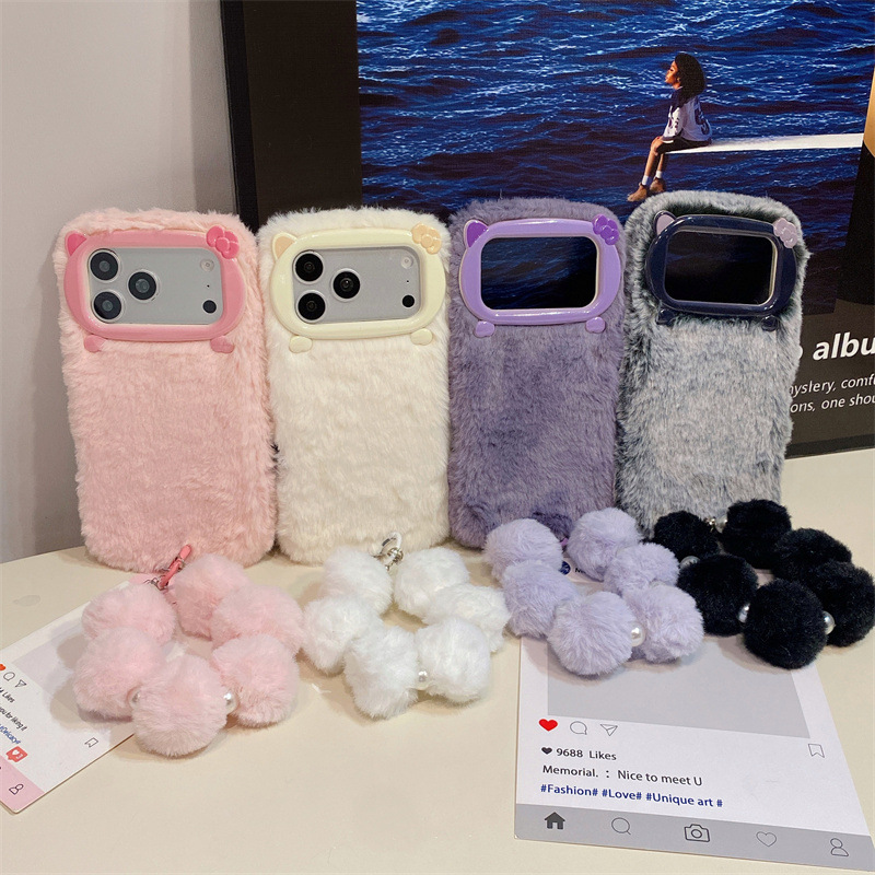 高級感のある無地のファー素材のプラッシュフォンケース iPh - Phone Cases Iphone 16 Pro のレビューと価格