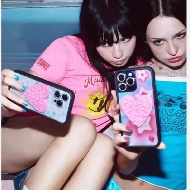 ワイルドフラワー キュート ブラック ピンク ラブ シリコン - Phone Cases Wildflower のレビューと価格
