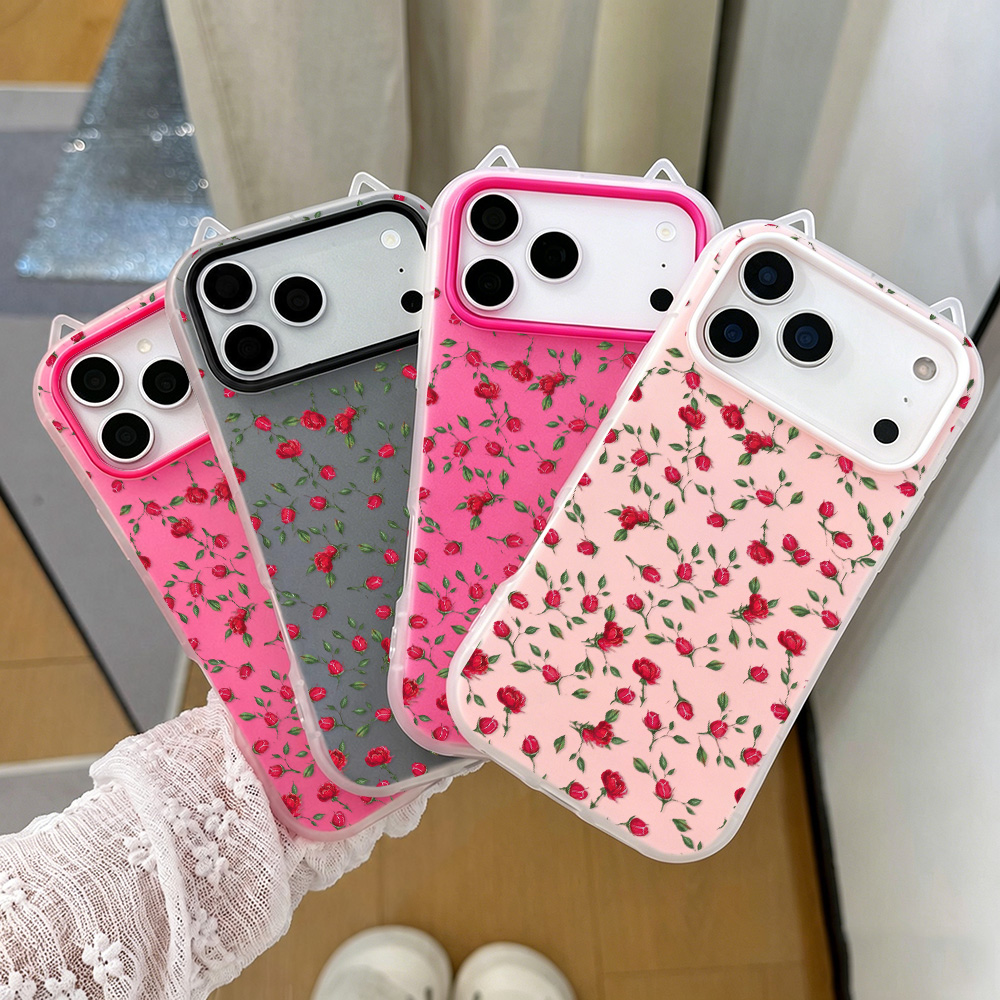 赤いバラの花柄猫耳付きスマホケース iPhone 17 Pr - Phone Cases Iphone 16 Pro のレビューと価格