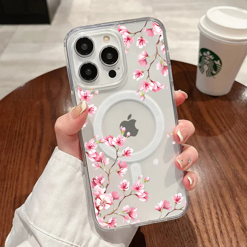 高級ピンク INS 花柄ケース iPhone 14 Pro  - Clear Magsafe Case のレビューと価格