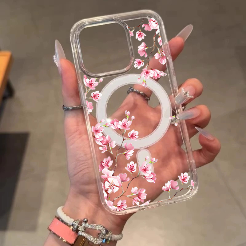 高級ピンク INS 花柄ケース iPhone 14 Pro  - Clear Magsafe Case のレビューと価格