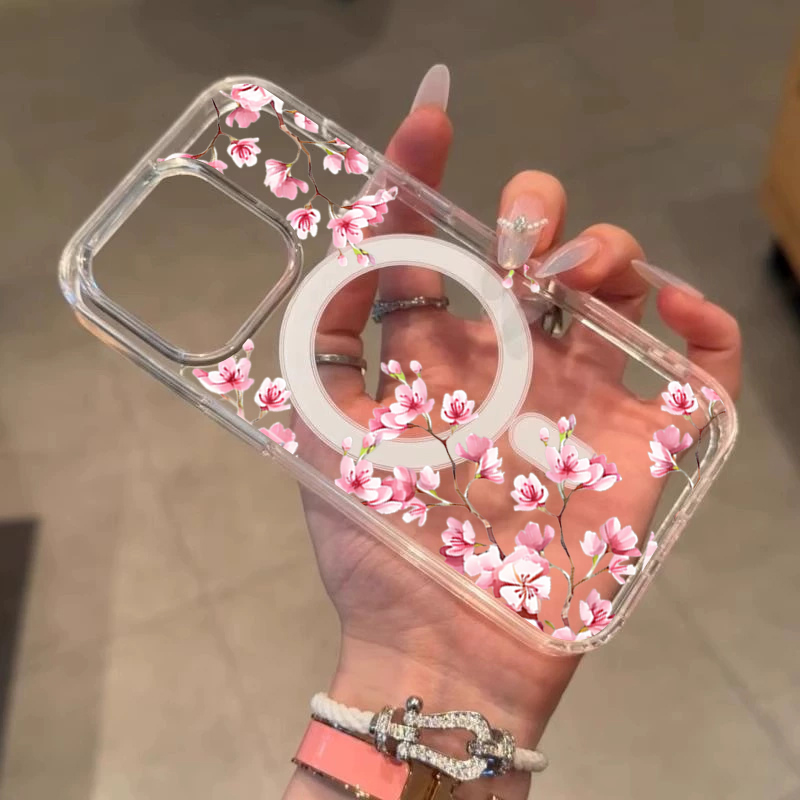 高級ピンク INS 花柄ケース iPhone 14 Pro  - Clear Magsafe Case のレビューと価格