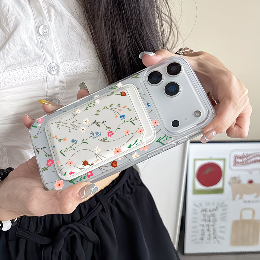 野生の花と雑草柄のMagSafe対応ウォレット、磁気カードホ - Phone Cases Wildflower のレビューと価格