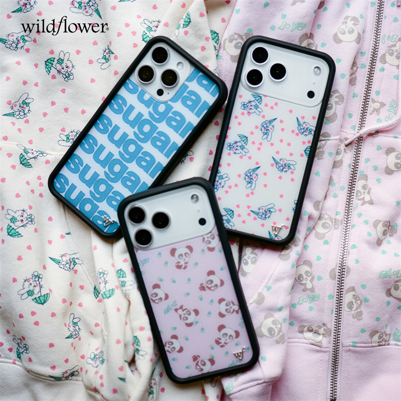 ワイルドフラワー柄のかわいい漫画風クマとウサギのiPhone - Phone Cases Wildflower のレビューと価格