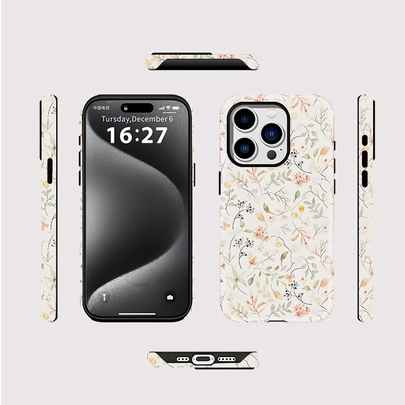 白い野花柄のマグネット式iPhoneケース（iPhone 1 - Phone Cases Wildflower のレビューと価格