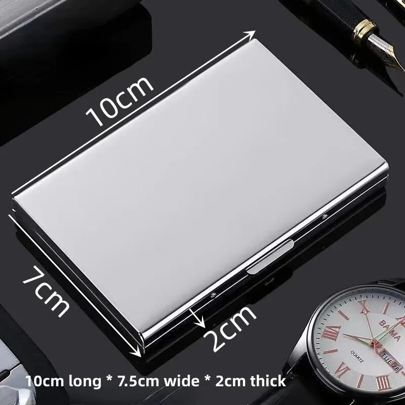10 スロットステンレスクレジットカードホルダー男性スリム抗 - Slim Card Slot Case のレビューと価格