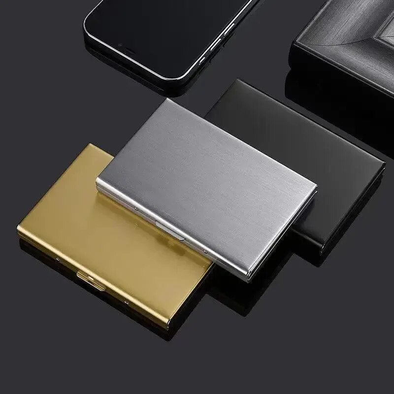10 スロットステンレスクレジットカードホルダー男性スリム抗 - Slim Card Slot Case のレビューと価格