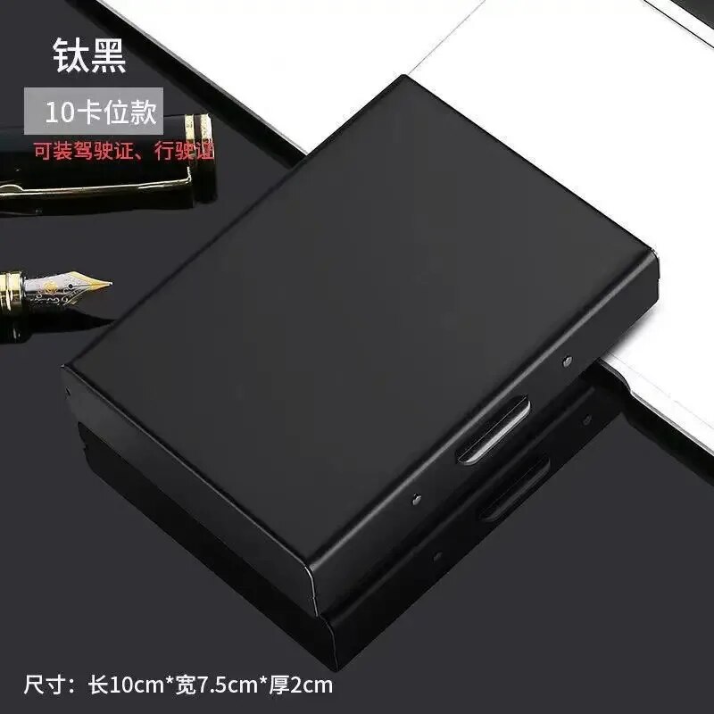 10 スロットステンレスクレジットカードホルダー男性スリム抗 - Slim Card Slot Case のレビューと価格